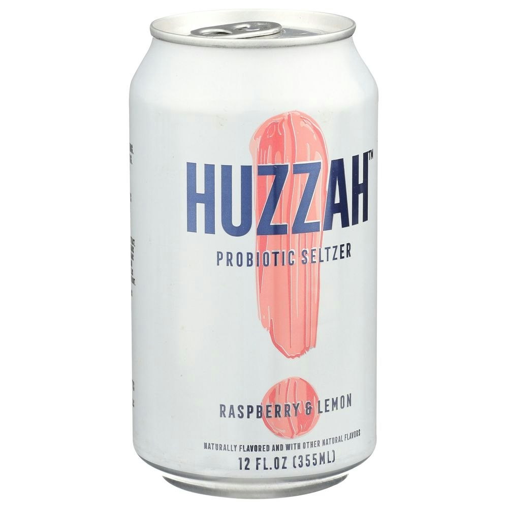 Huzzah Raspberry Lemon Probiotic Seltzer 12 Fo Pack of 12