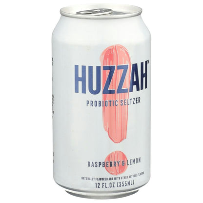 Huzzah Raspberry Lemon Probiotic Seltzer 12 Fo Pack of 12