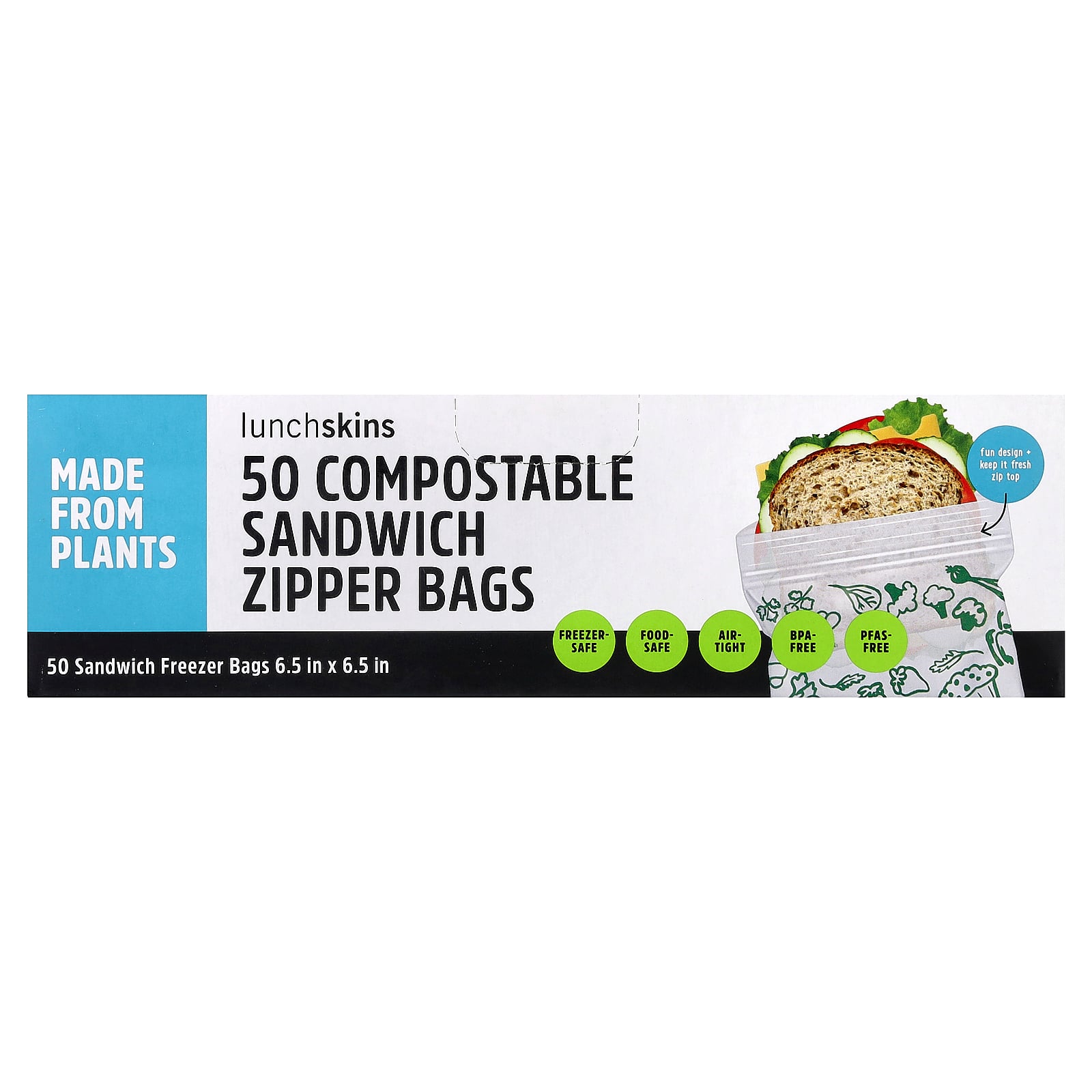 Lunchskins Compostable Sandwich Zipper Bags