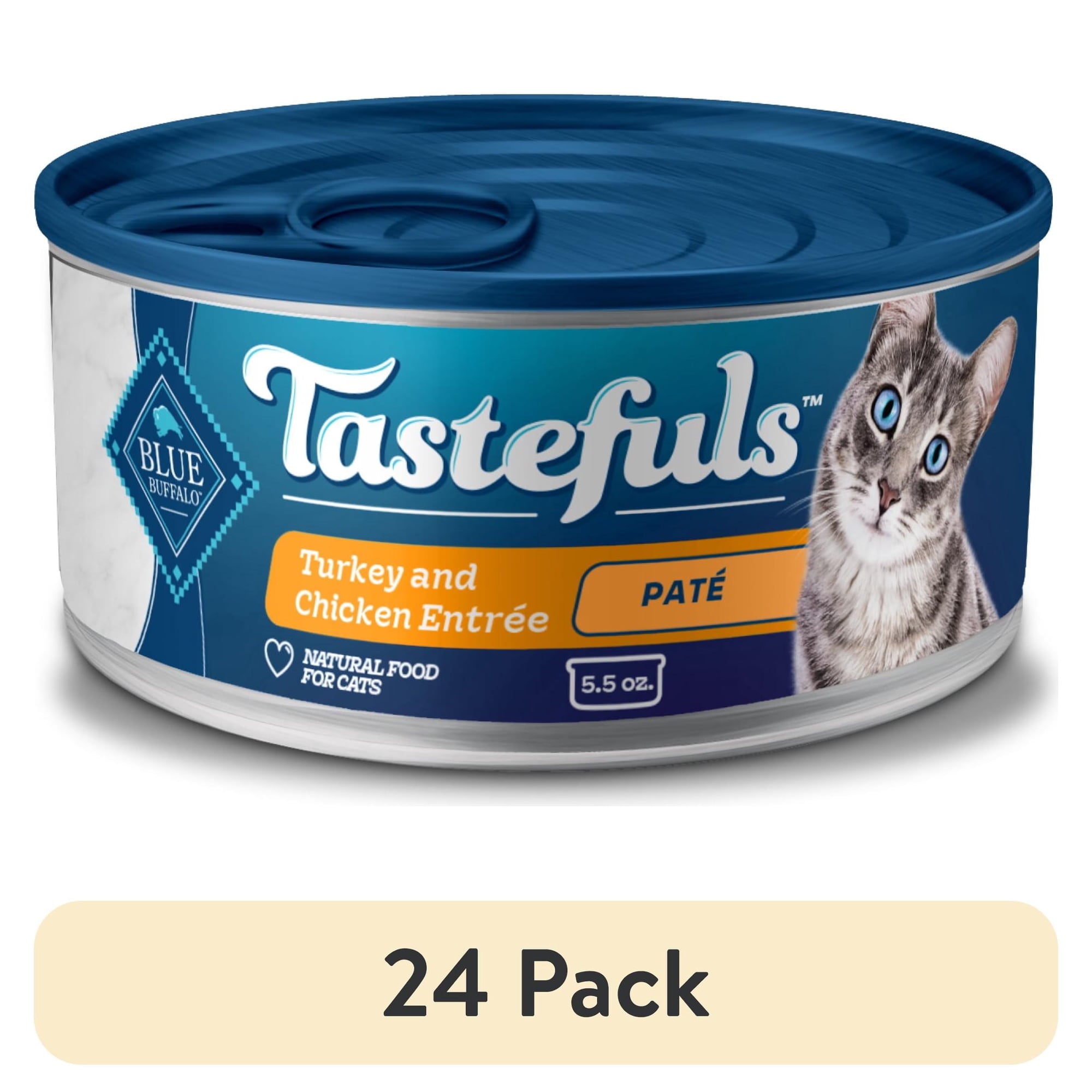 BLUE BUFFALO (Pack of 24) Blue Buffalo Cat Tastyful Turkey & Chicken Pate Wet Cat Food 5.5 Oz