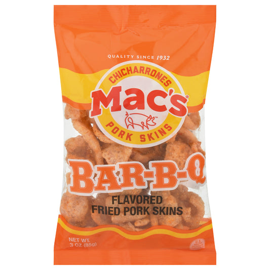 Macs Porkskins Barbeque 3 Oz (Pack Of 12)