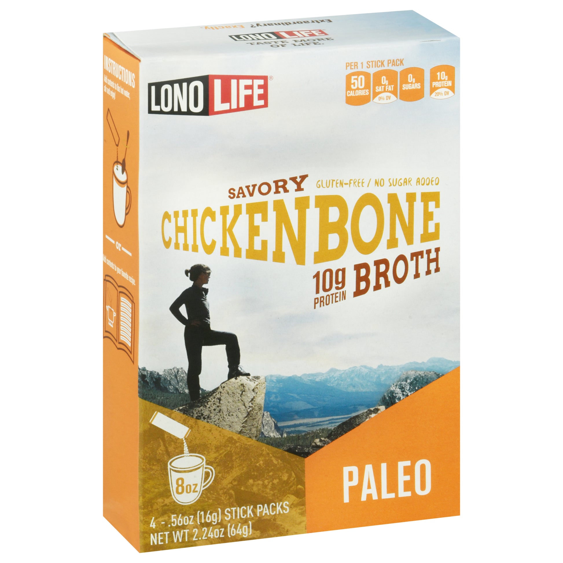 Lonolife Broth Bone Chicken Stick 4Pk 2.24 oz (Pack Of 6)
