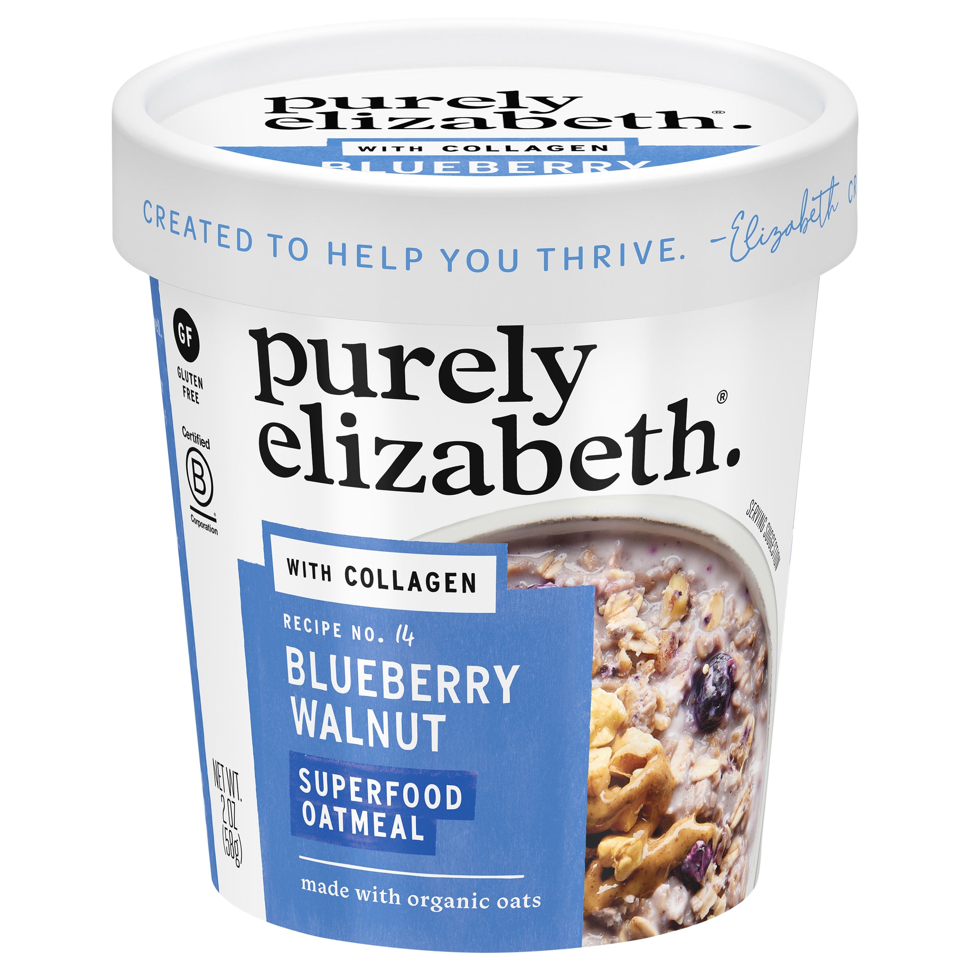 Purely Elizabeth Oat Cup Blueberry Walnut Collagen 2 oz (Pack Of 12)