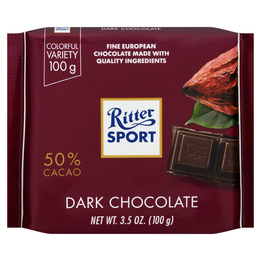 Ritter Sport Chocolate Bar Black 50 Percent 3.5 oz (Pack Of 12)