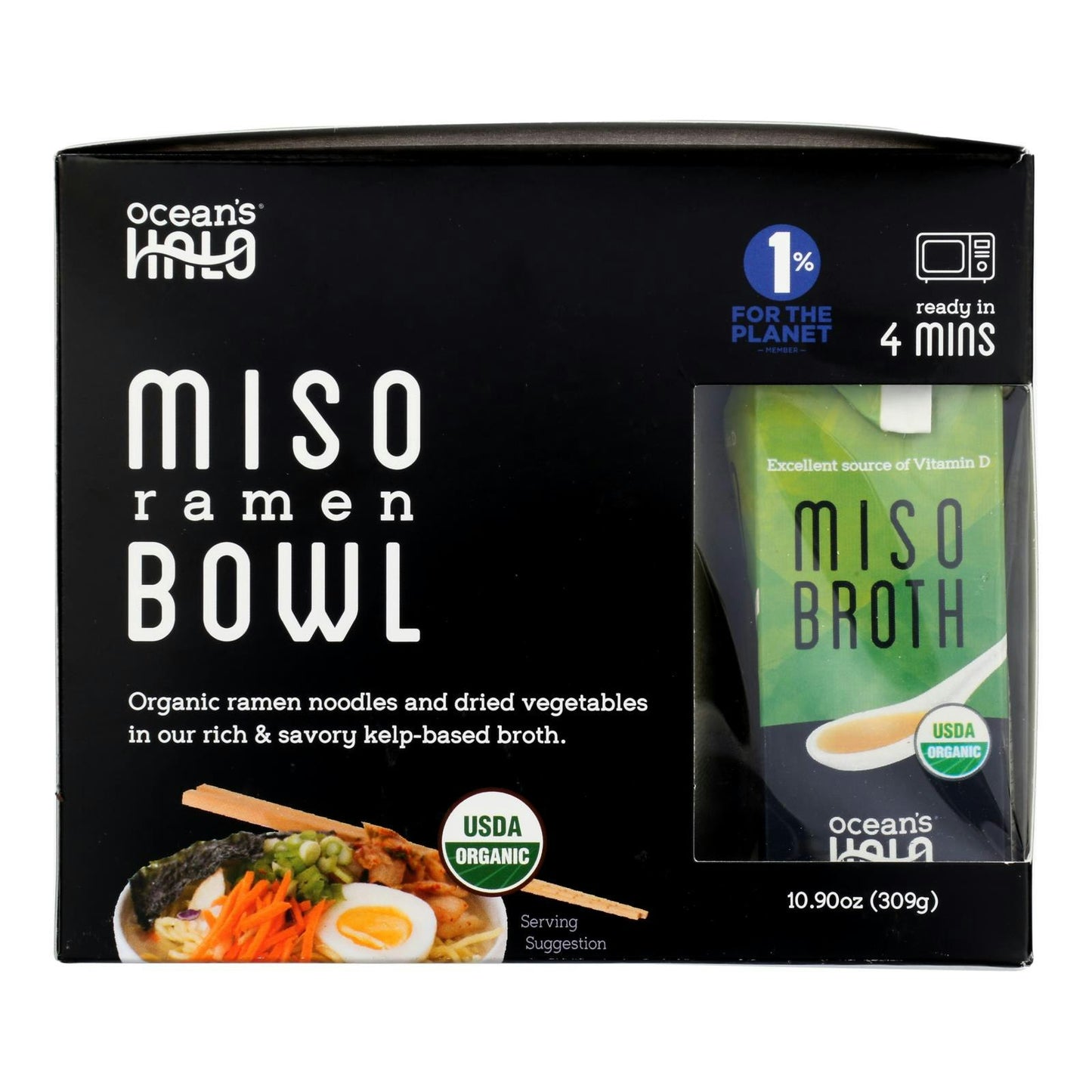 Ocean's Halo - Noodle Bowl Miso 10.75 oz (Pack of 6)