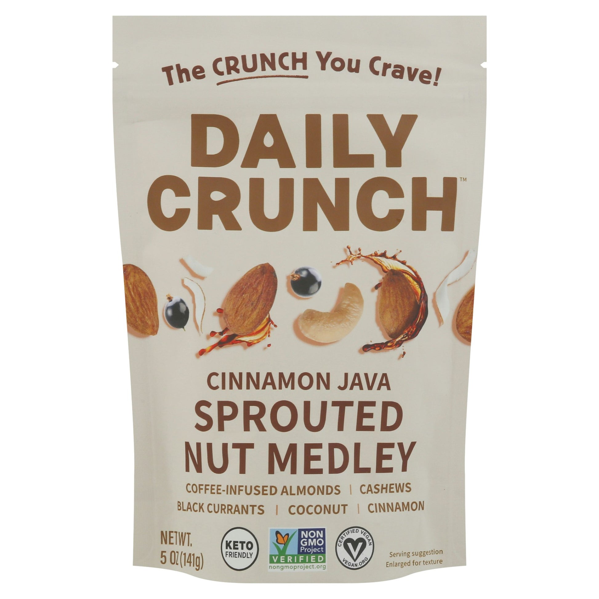 Daily Crunch Coffee Soaked Sprouted Nut Medley, 5 Oz Pack of 6