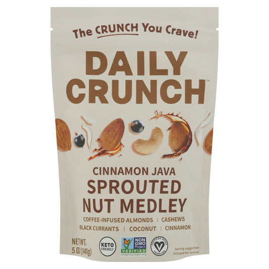 Daily Crunch Coffee Soaked Sprouted Nut Medley, 5 Oz Pack of 6
