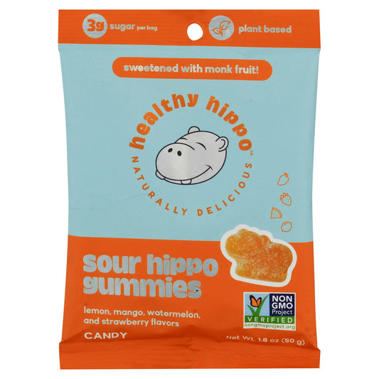 Healthy Hippo Candy Sour Hippo Gummies 1.8 Oz (Pack of 12)