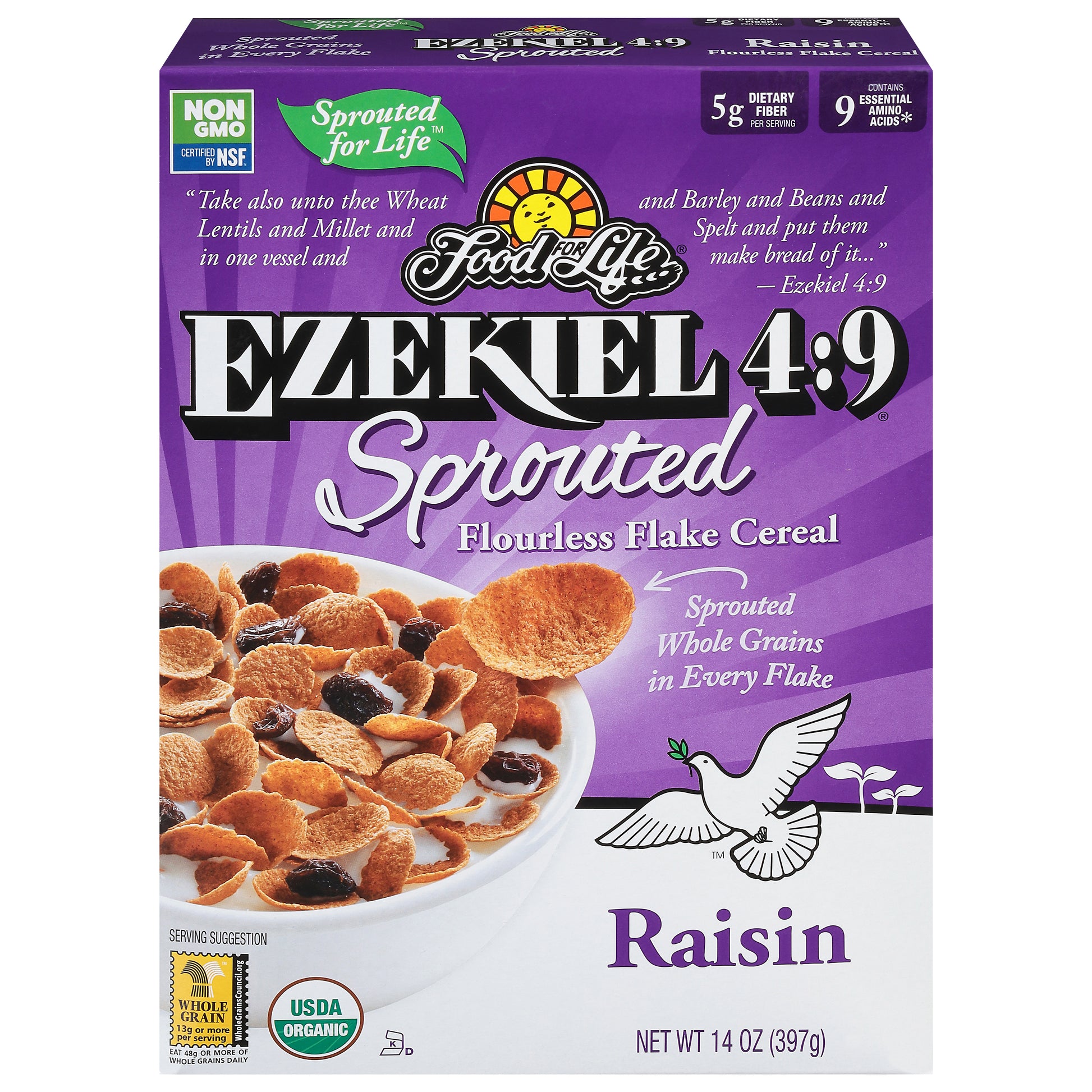 Food For Life Flakes Sprtd Grn Raisin Organic 14 Oz (Pack Of 6)