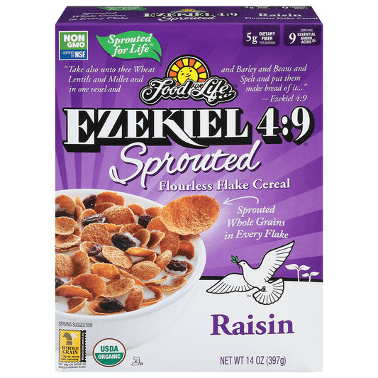 Food For Life Flakes Sprtd Grn Raisin Organic 14 Oz (Pack Of 6)
