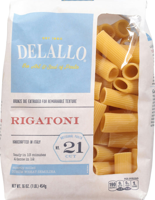 Delallo Rigatoni #21 16 Oz (Pack of 8)
