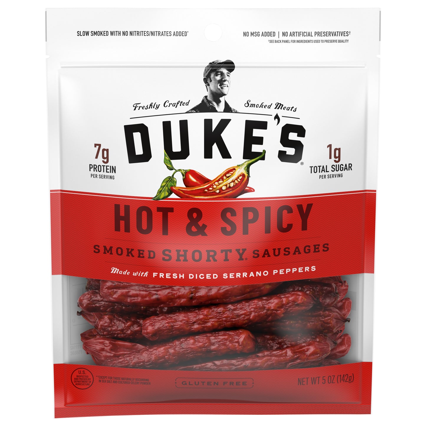 Dukes Sausage Smoked Shorty Hot Sausages 5 oz (Pack Of 8)
