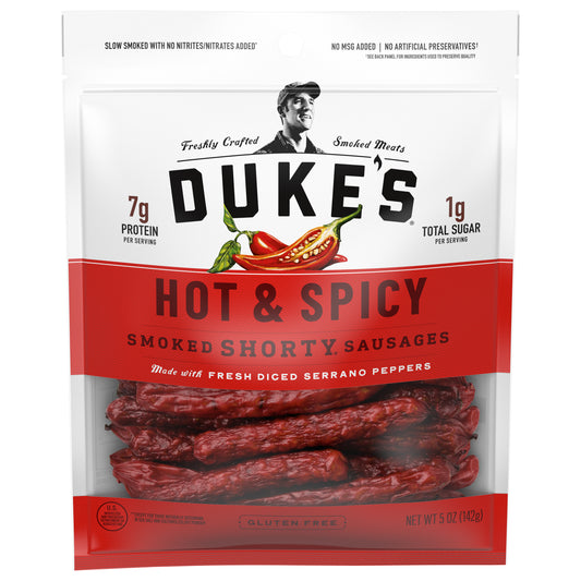Dukes Sausage Smoked Shorty Hot Sausages 5 oz (Pack Of 8)