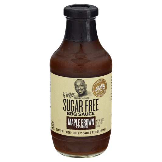 G Hughes Sauce Barbeque Sugar free Maple Brown 18 oz (Pack Of 6)