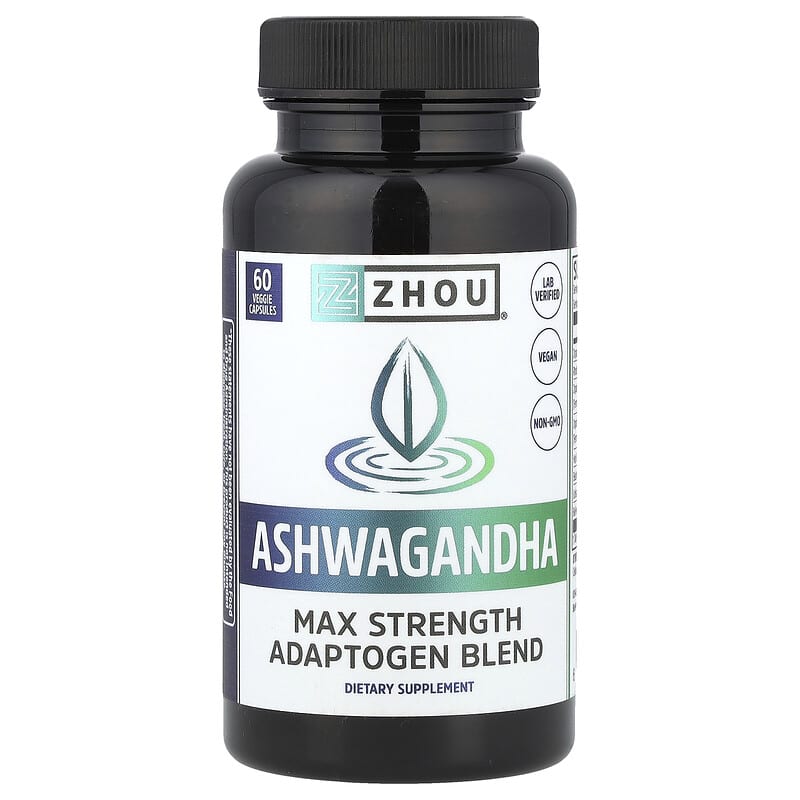ZHOU NUTRITION (Pack of 3) Zhou Nutrition Ashwagandha Max Strength Veget 60 Vegetarian Capsules