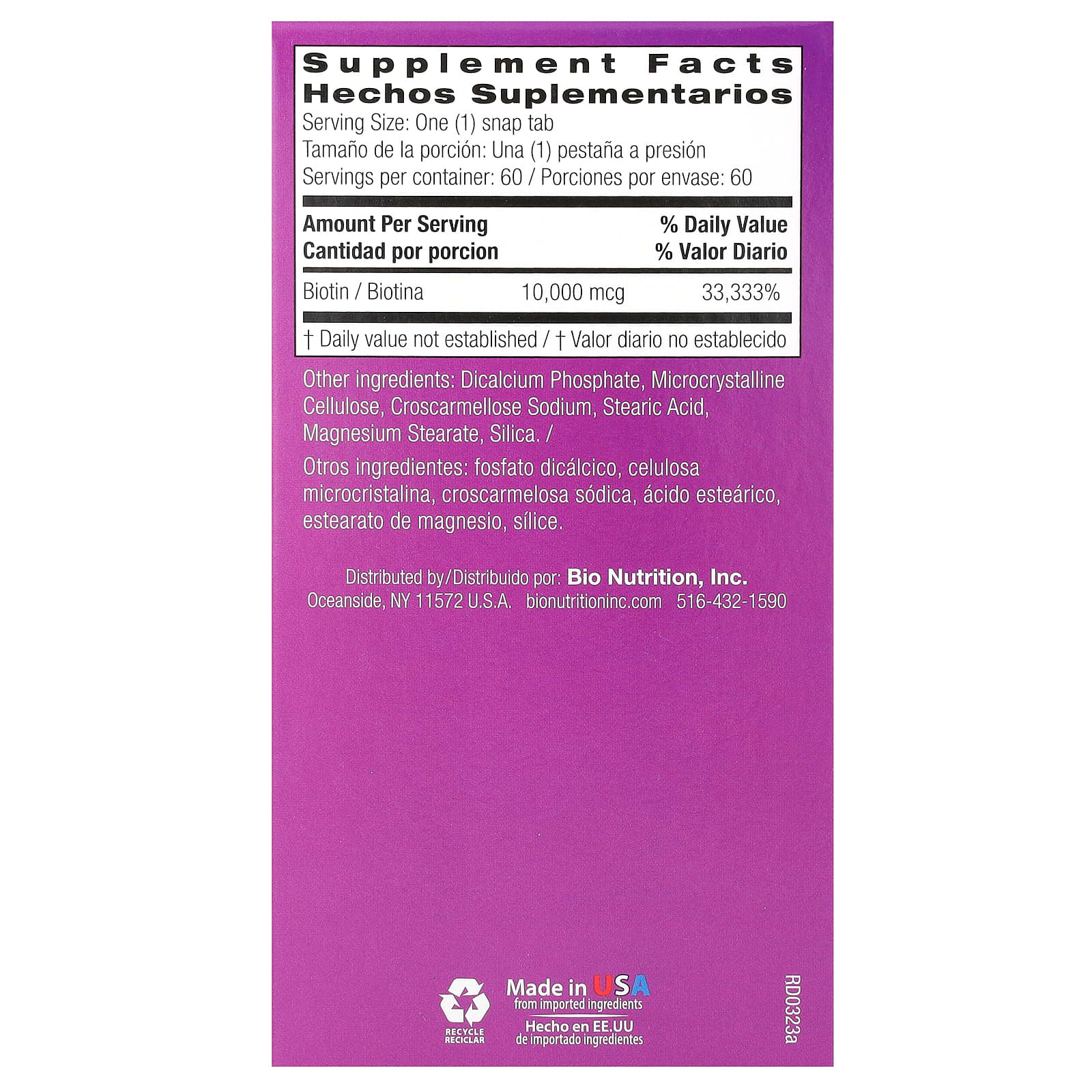 BIO NUTRITION (Pack of 4) Bio Nutrition Biotin 10000MCG 60 Tablets