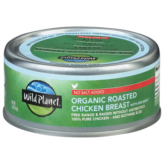 Wild Planet Organic Roasted Chicken Breast - No Salt Added - Case of 12 - 5 oz.