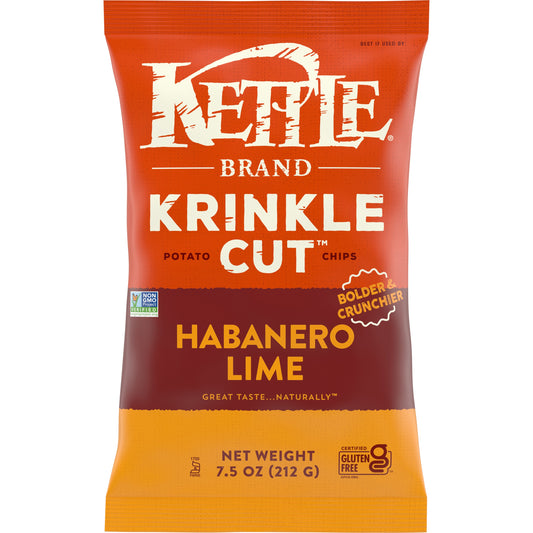 Kettle Foods Chip Potato Habanero Lime 7.5 oz (Pack of 12)