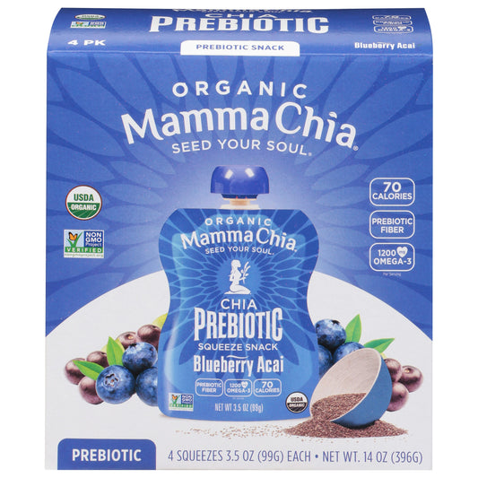 Mammachia Chia Squeeze Prebiotic Blueberry Acai 4 14 Oz (Pack of 6)