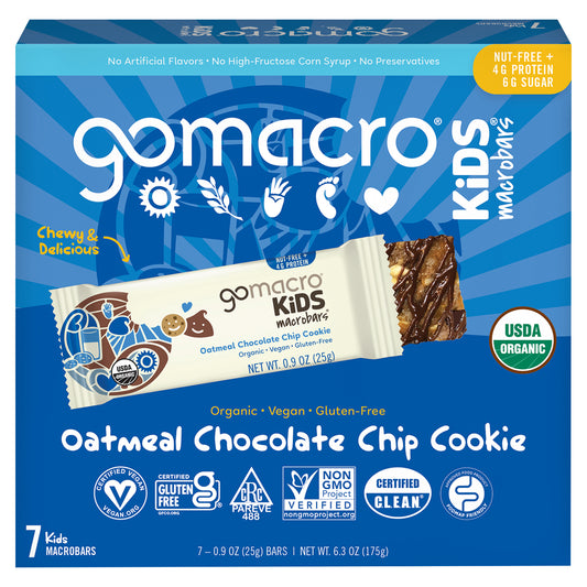 Gomacro Bar Oatmeal Chocolate Chips Cookie Kids 7Pk 6.3 oz (Pack Of 7)