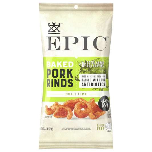 Epic Pork Rinds Chili Lime Baked 2.5 oz (Pack Of 12)