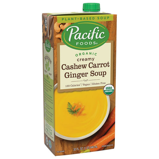 Pacific Foods Soup RTE Cashew Carrot Ginger 32 oz (Pack of 12)