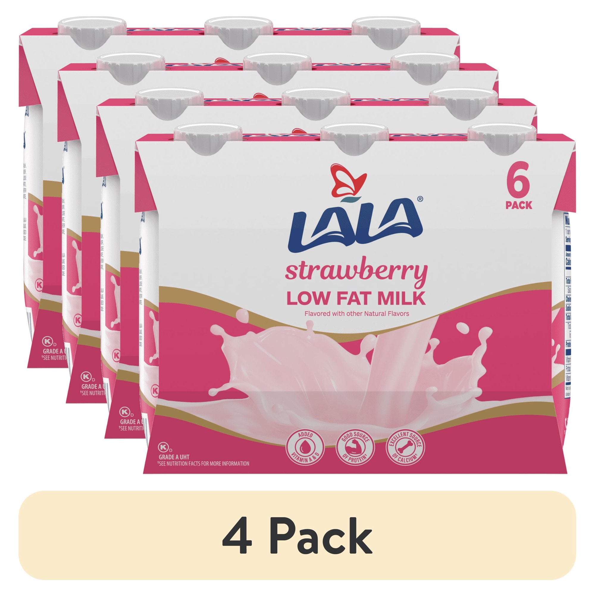 La La Strawberry Low Fat Milk 32 Fl Oz - 6 Boxes