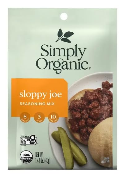 SIMPLY ORGANIC (Pack of 36) Simply Organic Sloppy Joe Seasoning Mix Spice Packets 1.41 Oz