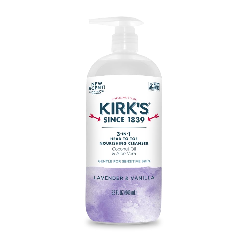KIRKS (Pack of 6) Kirks 3-in-1 Body Wash Cleansing Cleanser Lavender Vanilla 32 Fl Oz