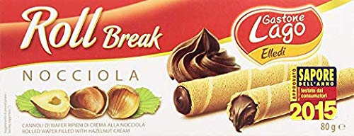 GASTONE LAGO (Pack of 24) Gastone Lago Wafer Canoli Hazelnut Cream Natural Specialty 2.82 Oz