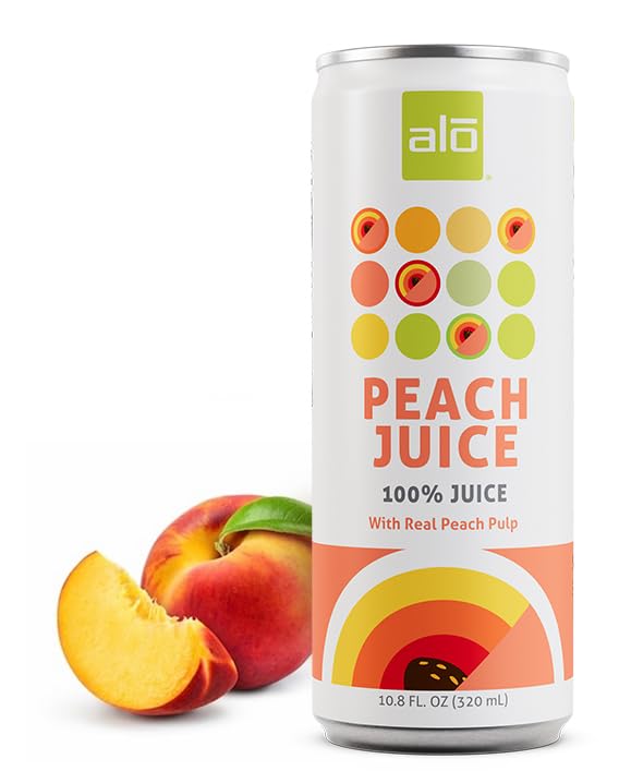 ALO (Pack of 24) Alo Juice Peach with Pulp Single Fruit Juice Natural Bev 10.8 Fl Oz