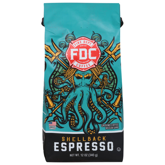 Fire Department Coffee Expresso Ground Shellback 12 Oz Pack of 6