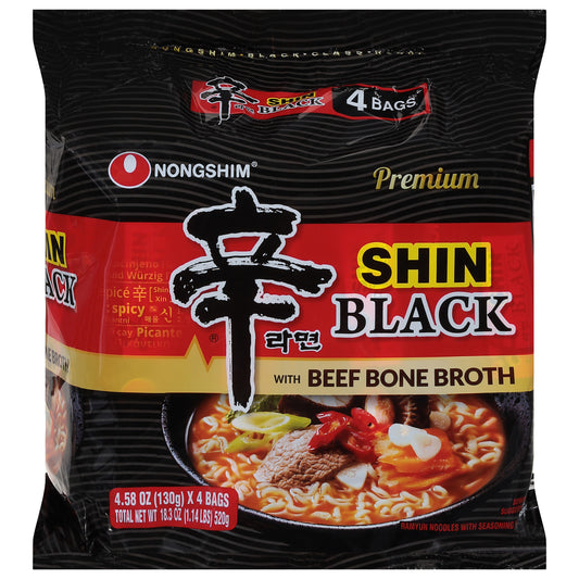 Nong Shim Noodle Shin Black Ramyun18.32 oz (Pack Of 4)