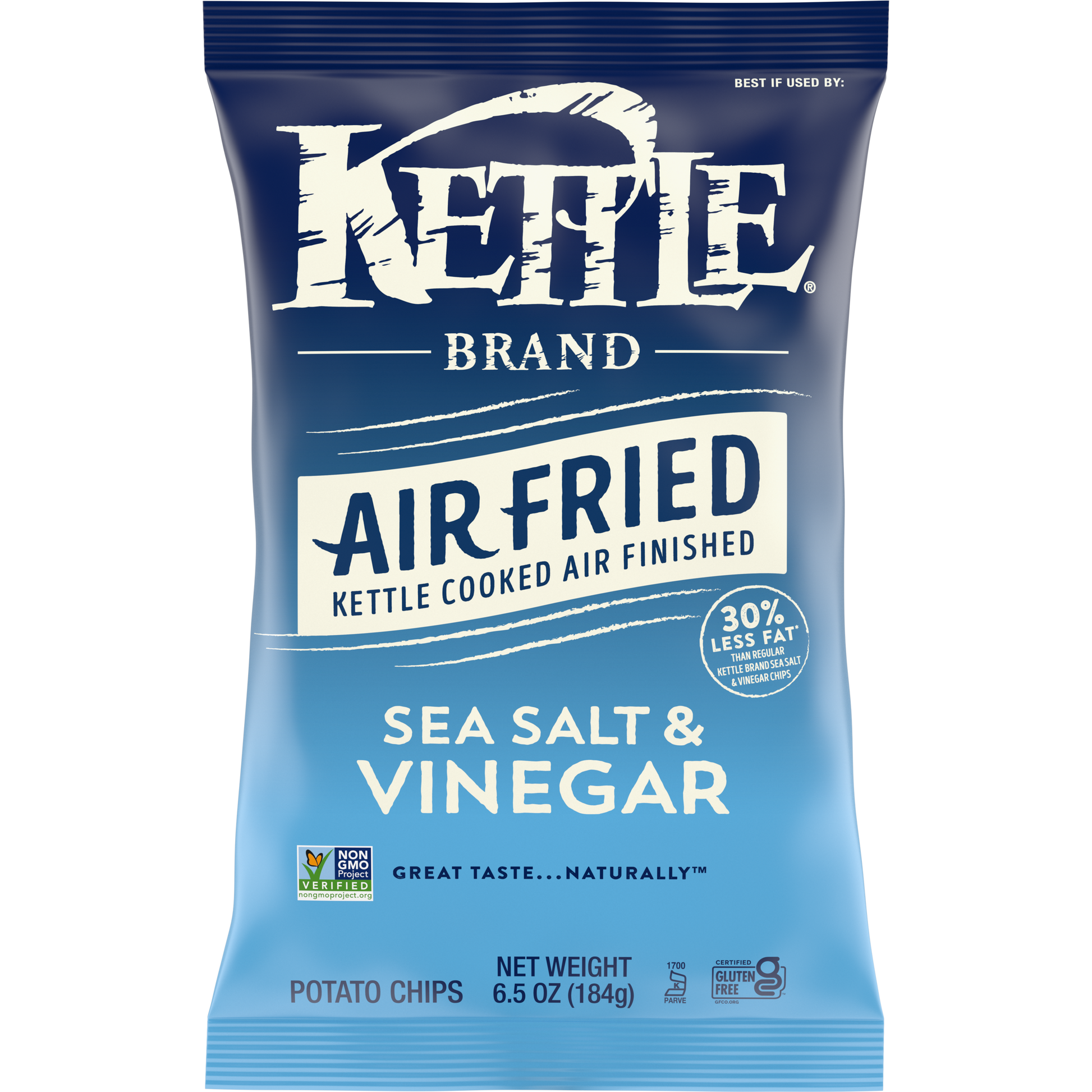 Kettle Foods Chip Potato Sea Salt Vinegar Air Finished 6.5 oz (Pack Of 12)