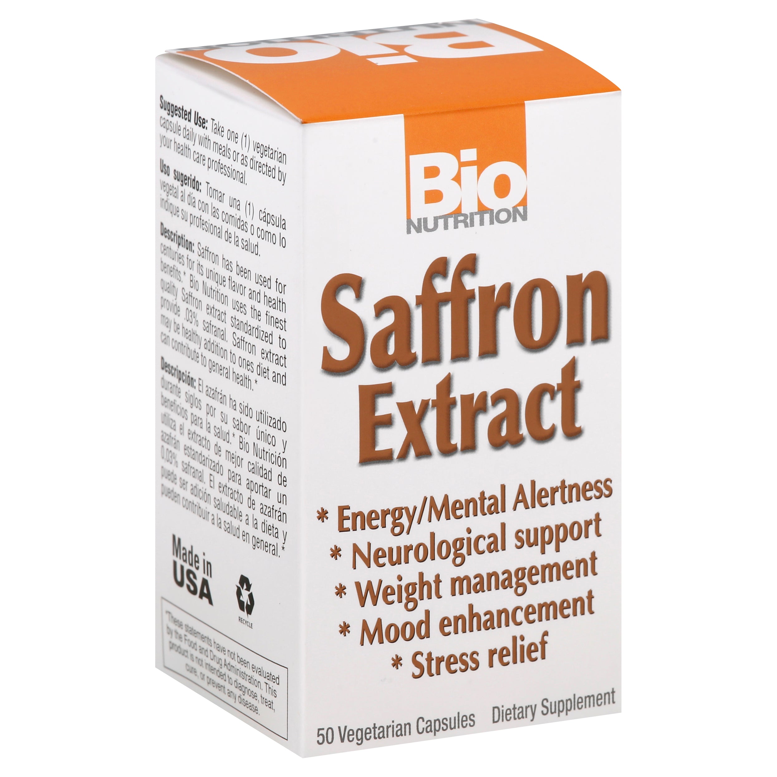 Bio Nutrition Saffron Extract 50 Vegetarian Capsules