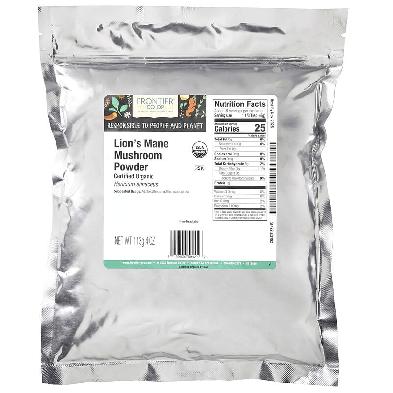 FRONTIER BULK (Pack of 4) Frontier Bulk Lion's Mane Organic Mushroom Powder Seasoning Loo 4 Oz