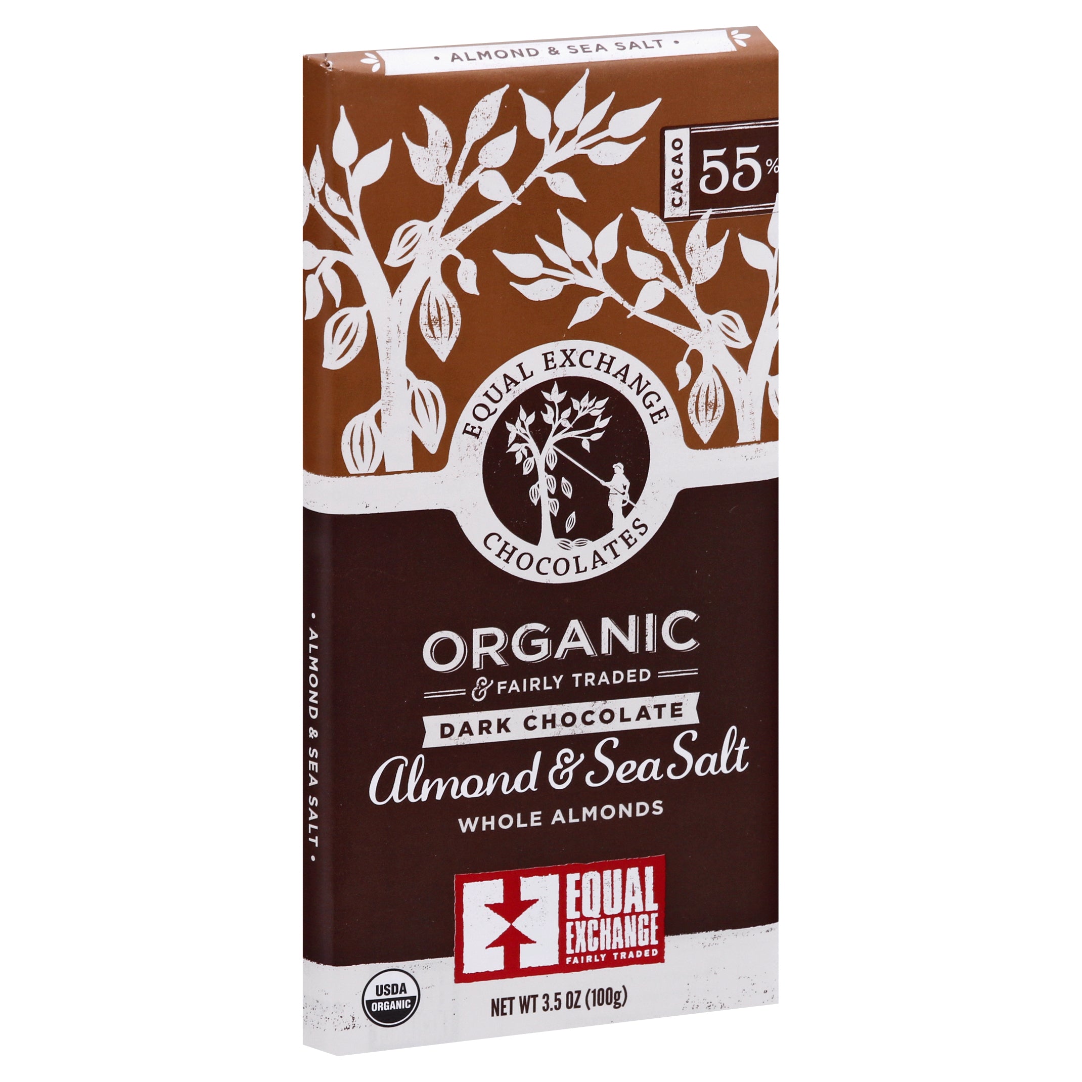Equal Exchange Bar Dark Chocolate Whole Almond Sea Salt Organic