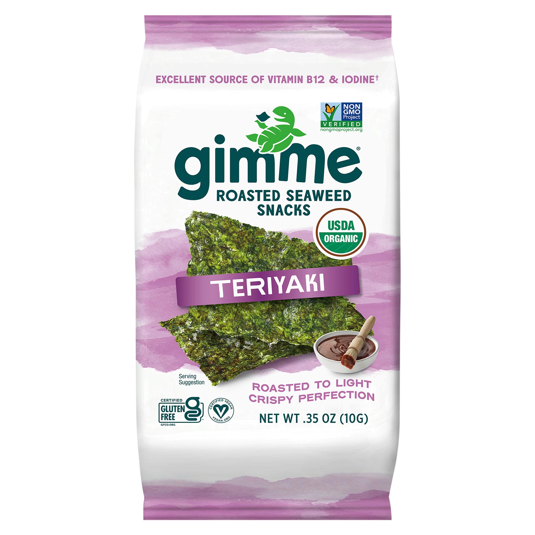 Gimme Seaweed Snack Roasted Teriyaki Organic 0.35 oz (Pack Of 12)