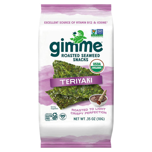 Gimme Seaweed Snack Roasted Teriyaki Organic 0.35 oz (Pack Of 12)