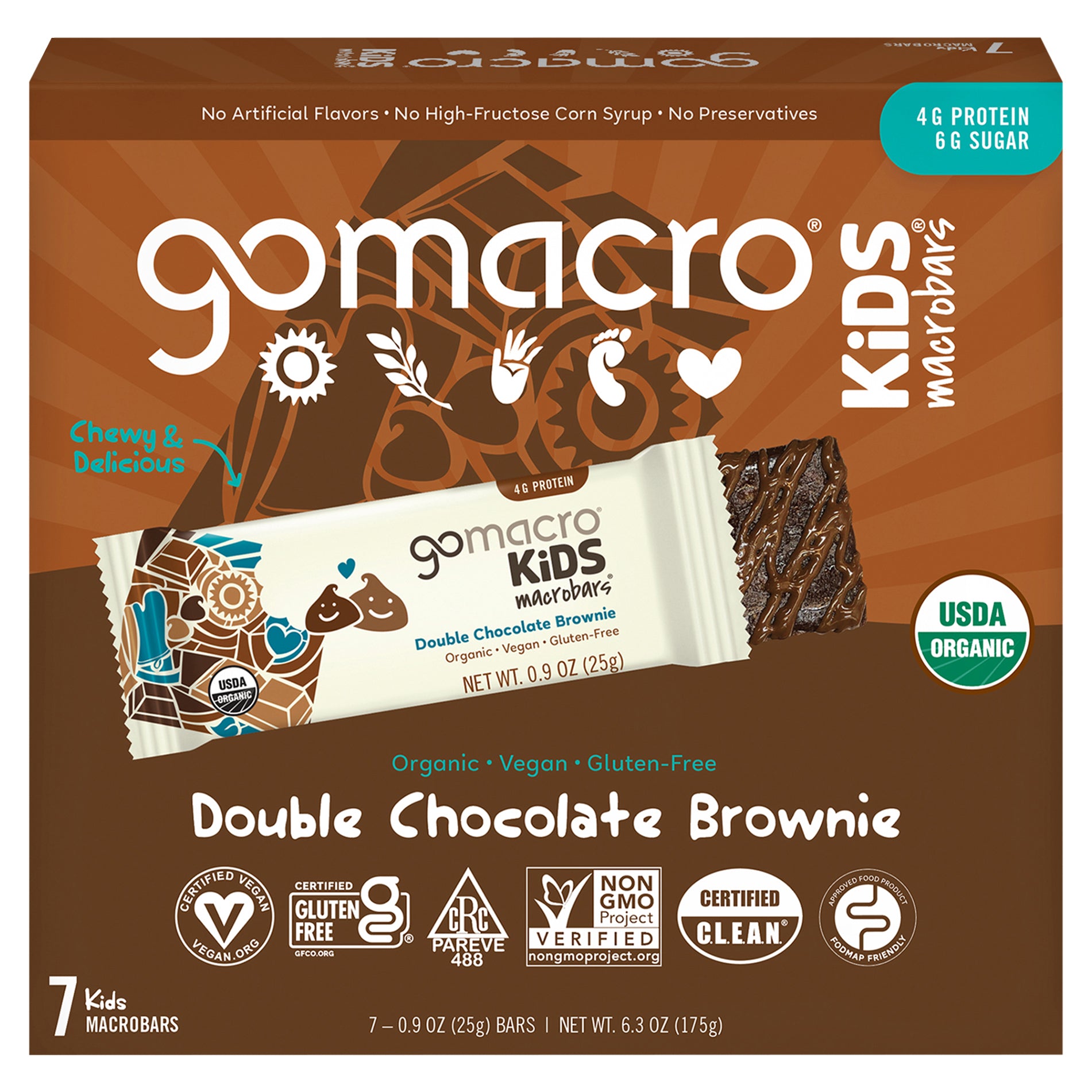Gomacro Bar Double Chocolate Brnie Kids 7Pk