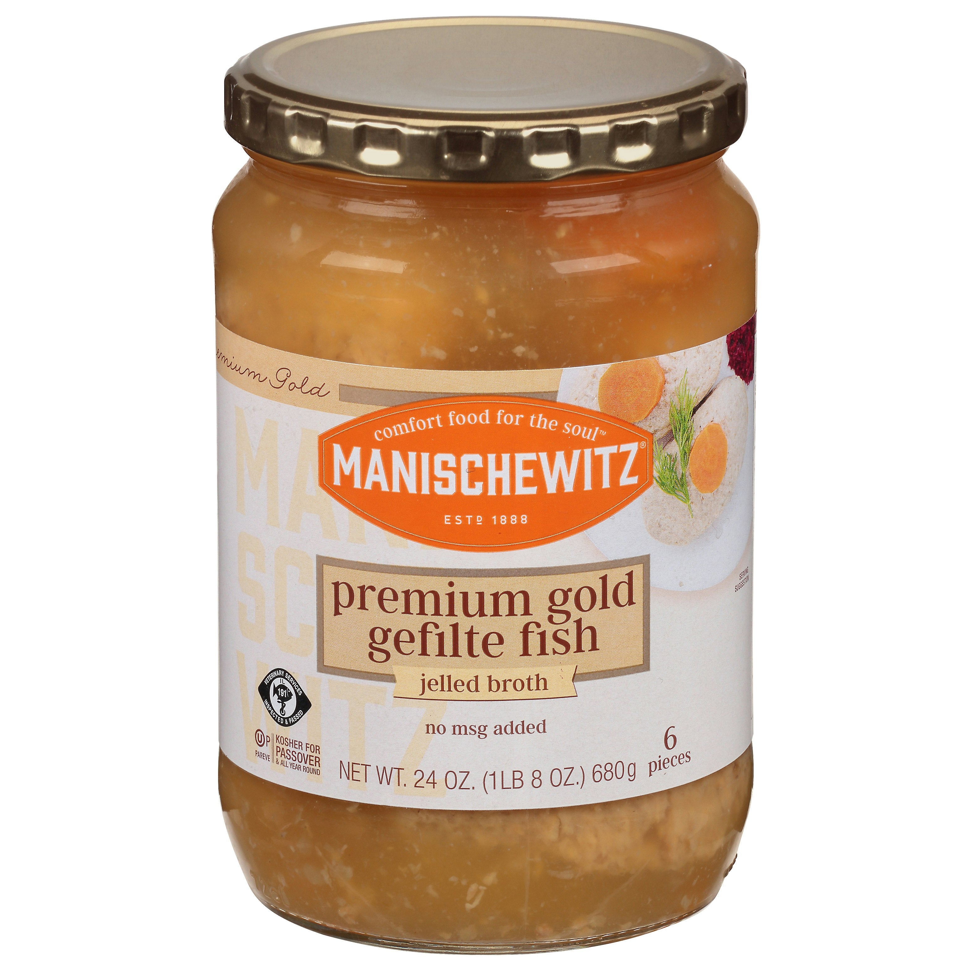 Manischewitz Fish Gefilte Jelled Broth Premium Golden