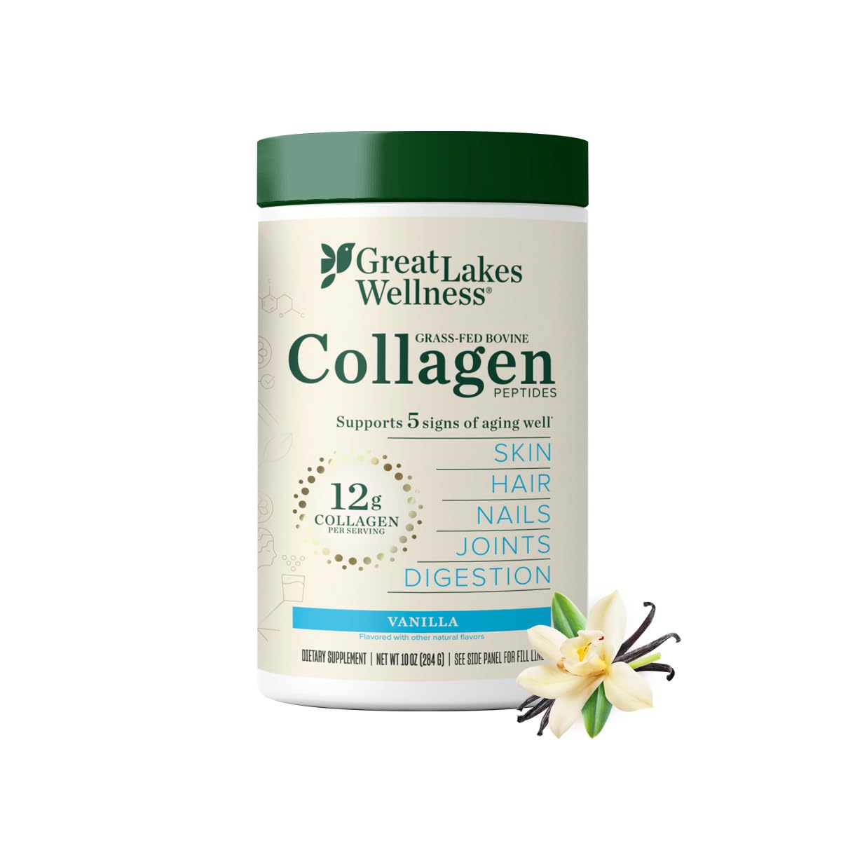 GREAT LAKES WEL (Pack of 2) Great Lakes Wellness Collagen Peptides Vanilla Protein Powder 10 Oz