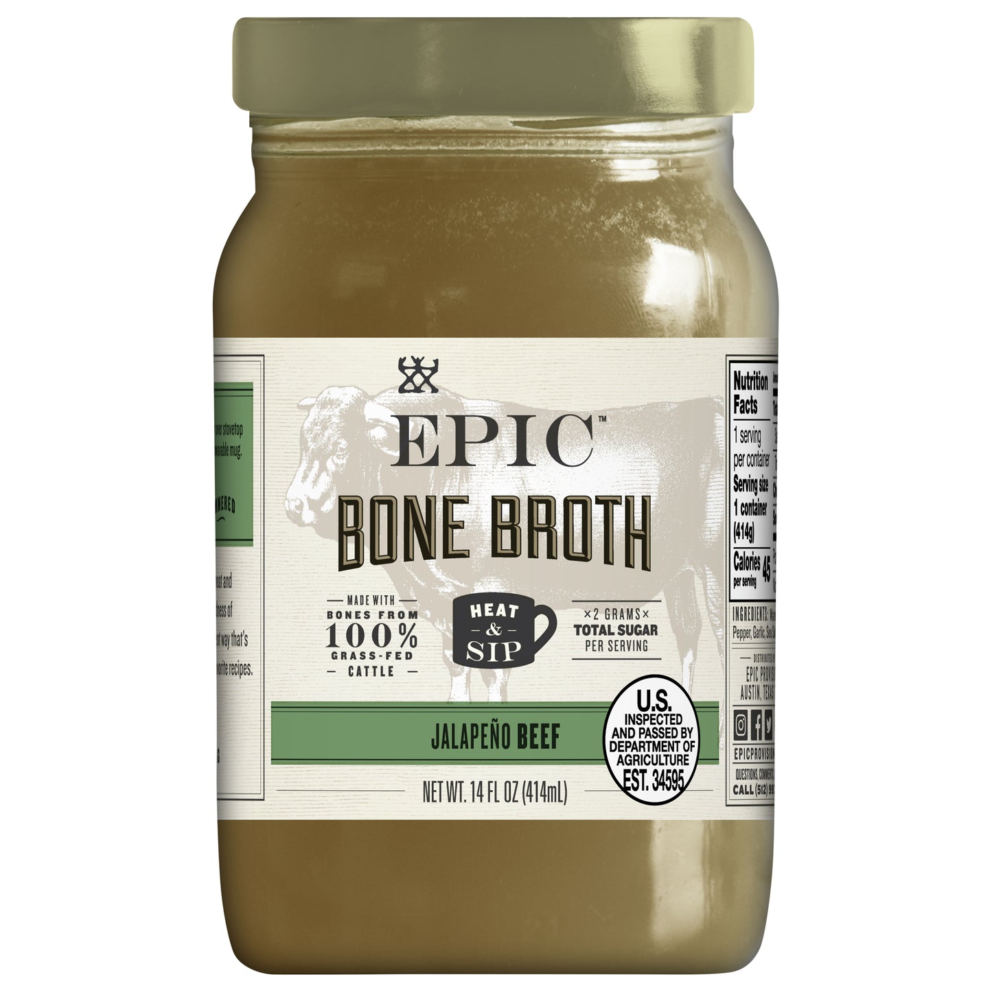 Epic Broth Beef Jalapeno Sea Salt 14 Oz (Pack Of 6)