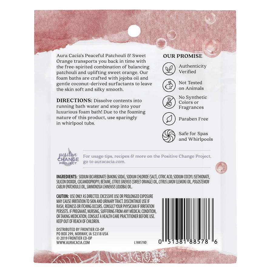 AURA CACIA (Pack Of 18) Aura Cacia Aromatherapy Foam Patchouli & Sweet Orange 2.5 Oz