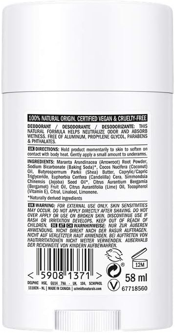 SCHMIDTS (Pack Of 6) Schmidt's Deodorant Bergamot & Lime 2.65 Oz
