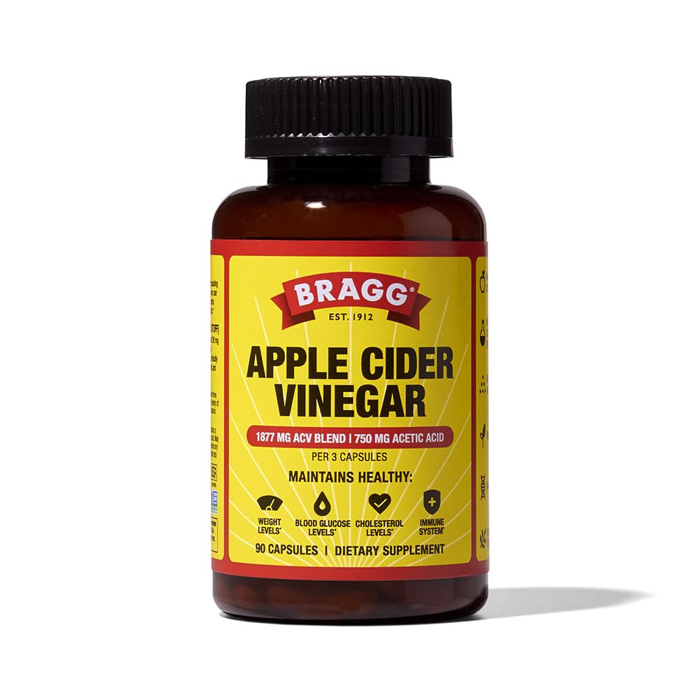 BRAGG (Pack of 4) Bragg Apple Cider Vinegar Capsules Prebiotic 90 Capsules