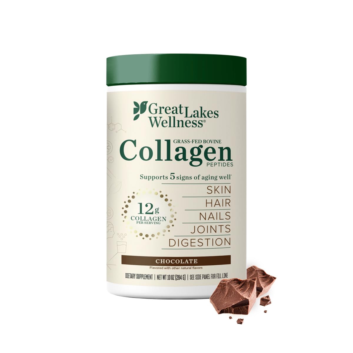 GREAT LAKES WEL (Pack of 2) Great Lakes Wellness Collagen Peptides Chocolate Powder Protei 10 Oz
