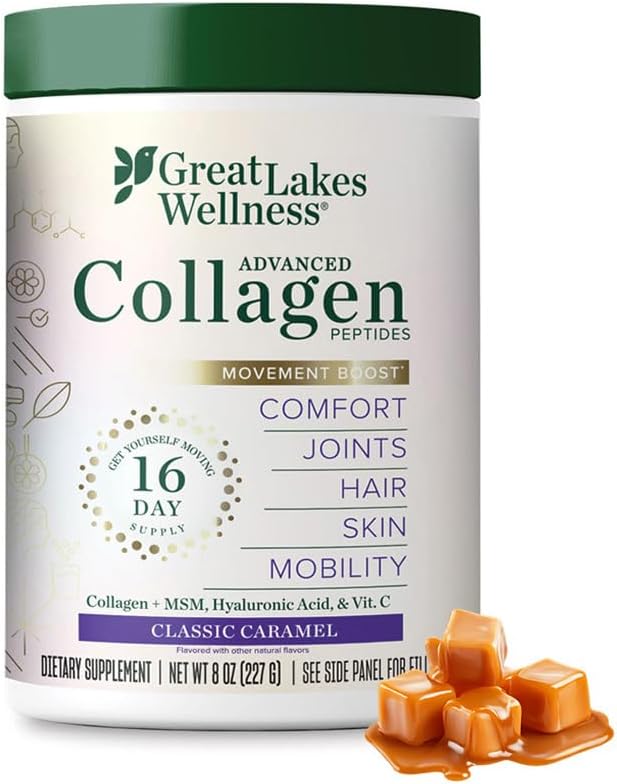 GREAT LAKES WEL (Pack Of 3) Great Lakes Wellness Collagen Advanced Peptides Joint Prebiotic Classic Caramel -  8 Oz
