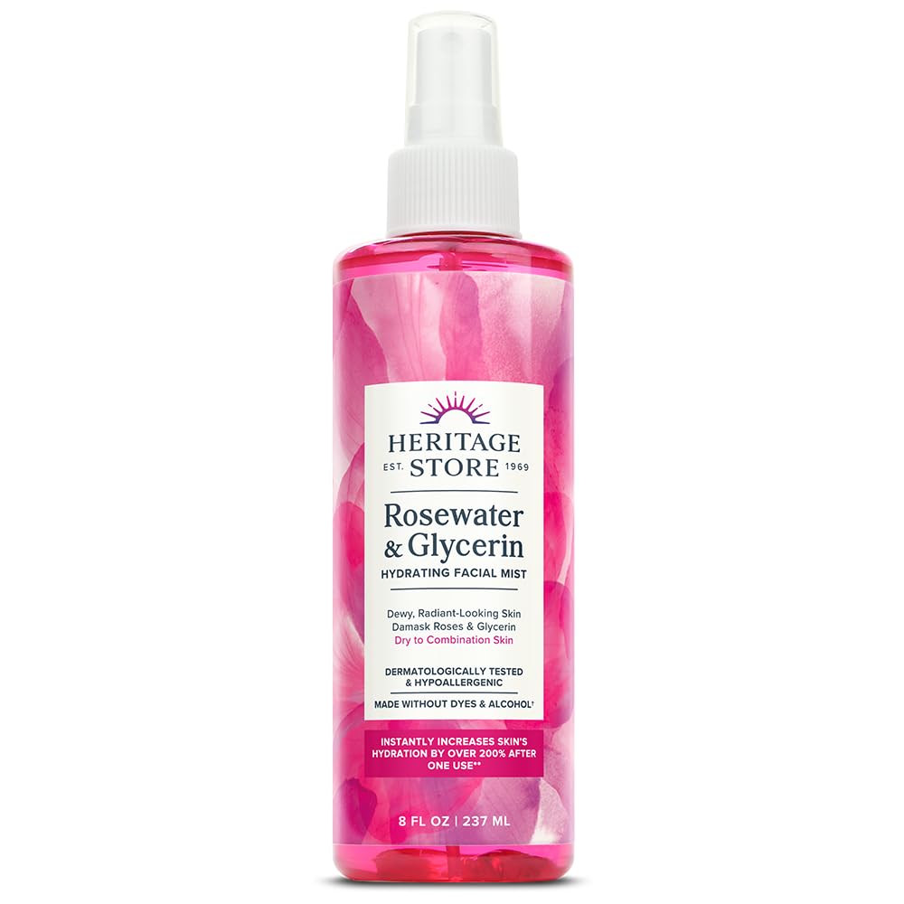 HERITAGE (Pack of 6) Heritage Store Rosewater & Glycerin Face Mist Toner 8 Oz