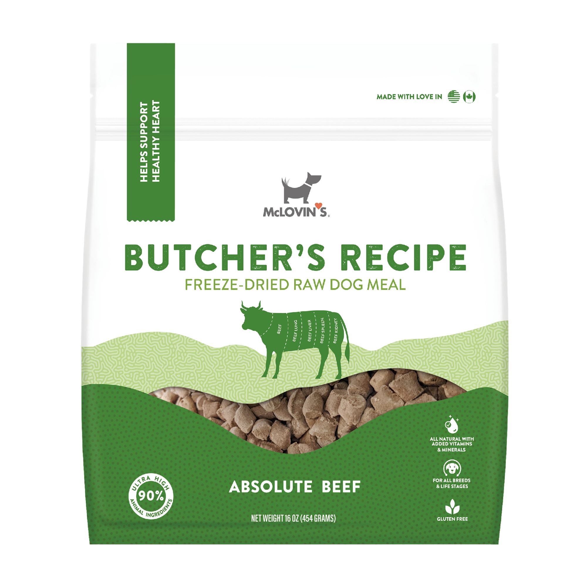 Mclovins Pet Food Dog Meal Freeze Dried Beef Butcher's
